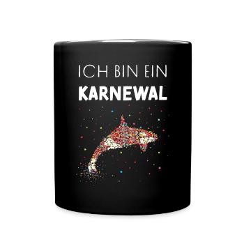 Kölner Karneval Fasching Konfetti Wal Narrenkappe - Tasse einfarbig - Schwarz - Vorne