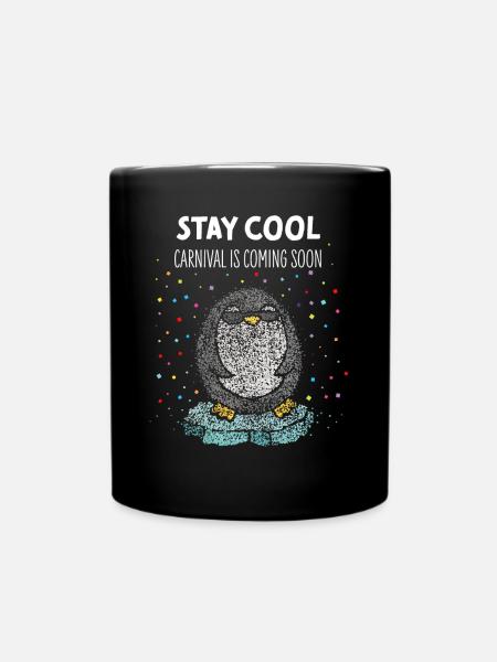Karneval Fasching Konfetti Pinguin Pinguine - Tasse einfarbig - Schwarz
