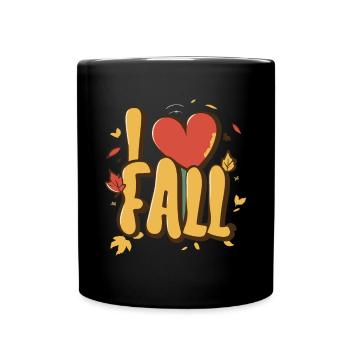 Ich liebe Herbstlaub - Tasse einfarbig - Schwarz - Vorne
