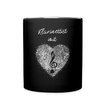 Klarinettist mit Herz Klarinette Musik Orchester - Tasse einfarbig - Schwarz - Vorne