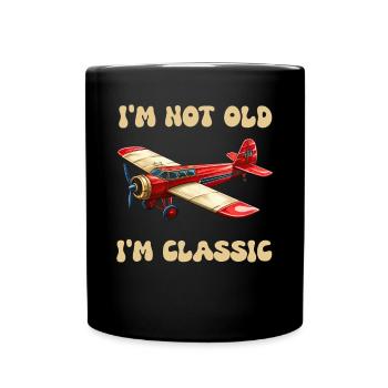 Je ne suis pas vieux Je suis Cassic Avion d’époque - Mug uni - noir - Devant