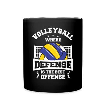 Volleyball Where Defense Is The Best Offense Sette - Tasse einfarbig - Schwarz - Vorne