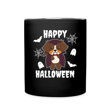 Australian Shepherd Happy Halloween Cute Vampire - Full Colour Mug - black - Front