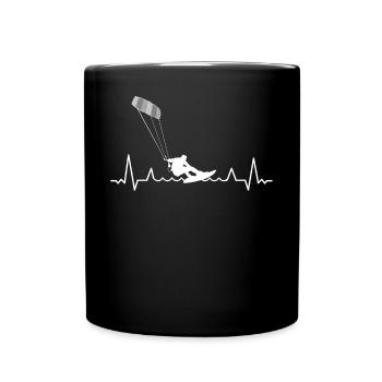 Kitesurf Kiteboard Kitesurfen Kitesurf Herzschlag - Tasse einfarbig - Schwarz - Vorne