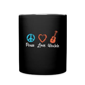 Peace Love Ukulele - Tasse einfarbig - Schwarz - Vorne