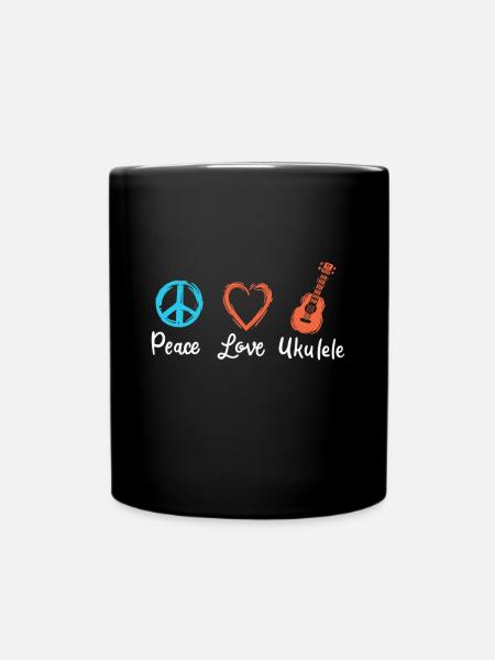 Peace Love Ukulélé - Mug uni - noir