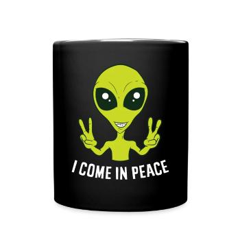 Cute Alien I Come In Peace Space Rave EDM Music - Full Colour Mug - black - Front