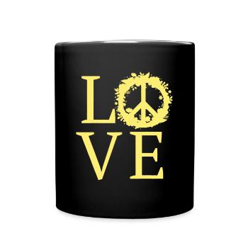 LOVE Peace HIPPIE Kostüm Krawatte Sterben 60er 70er Jahre - Tasse einfarbig - Schwarz - Vorne