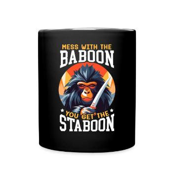 Baboon Monkey Lover Wildlife Animal Zookeeper - Full Colour Mug - black - Front