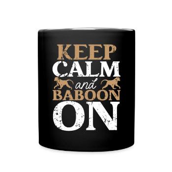 Baboon Monkey Lover Wildlife Animal Zookeeper - Full Colour Mug - black - Front