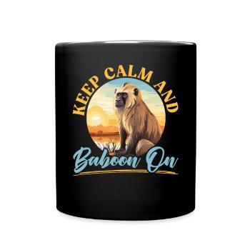 Baboon Monkey Lover Wildlife Animal Zookeeper - Full Colour Mug - black - Front