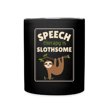Speech Therapy Sloth Speech Language Pathology SLP - Full Colour Mug - black - Front