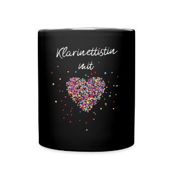 Klarinettistin mit Herz Klarinette Blasinstrument - Tasse einfarbig - Schwarz - Vorne