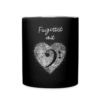 Fagottist mit Herz Fagott Musik Notenschlüssel - Tasse einfarbig - Schwarz - Vorne