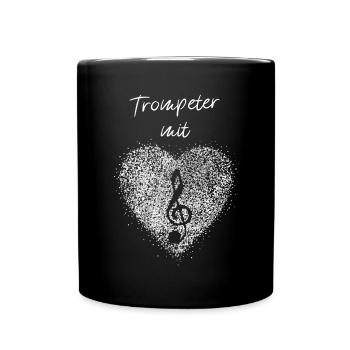 Trompeter mit Herz Trompete Orchester Musiker - Tasse einfarbig - Schwarz - Vorne