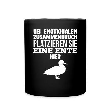 Entenliebhaber Tiermotiv Ente - Tasse einfarbig - Schwarz - Vorne