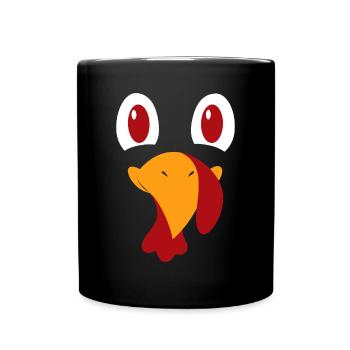 Truthahngesicht, lustiges Halloween-Erntedankfest - Tasse einfarbig - Schwarz - Vorne