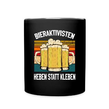 Bieraktivisten Heben statt Kleben" - Bierliebhaber - Tasse einfarbig - Schwarz - Vorne