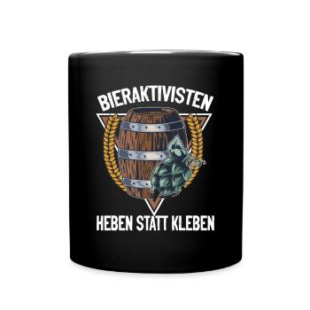 Bieraktivisten Heben statt Kleben" - Bierliebhaber - Tasse einfarbig - Schwarz - Vorne