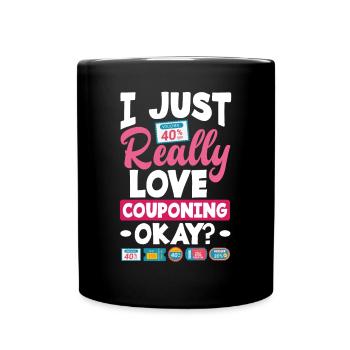Lustiges Extrem Couponing Coupon Geschenk - Tasse einfarbig - Schwarz - Vorne