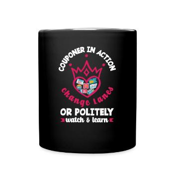 Lustiges Extrem Couponing Coupon Geschenk - Tasse einfarbig - Schwarz - Vorne