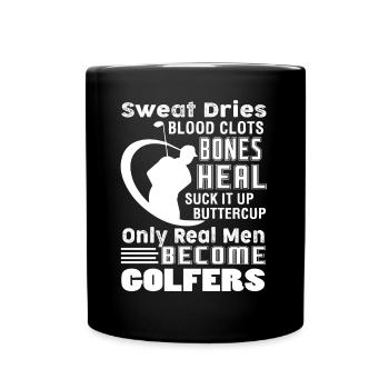 Golf Real Men Become Golfers - Full Colour Mug - black - Front