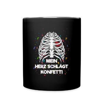 Mein Herz schlägt Konfetti - Tasse einfarbig - Schwarz - Vorne