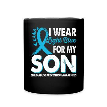 Wear light blue for the son's awareness of - Full Colour Mug - black - Front