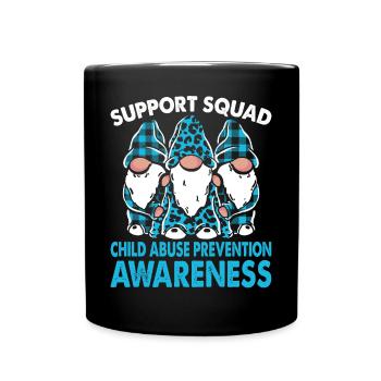 Support Squad Child Abuse Prevention Awareness - Full Colour Mug - black - Front