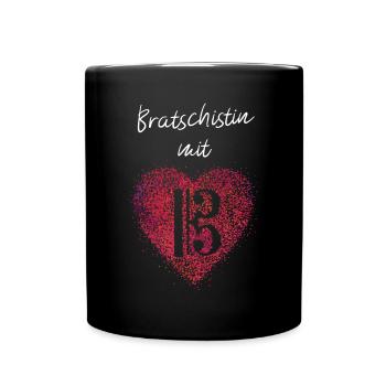 Bratschistin mit Herz Bratsche Orchester Musikerin - Tasse einfarbig - Schwarz - Vorne