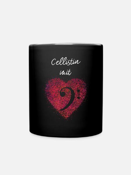 Cellistin mit Herz Cello Orchester Notenschlüssel - Tasse einfarbig - Schwarz