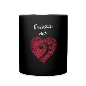 Bassistin mit Herz Bass Kontrabass Orchester - Tasse einfarbig - Schwarz - Vorne