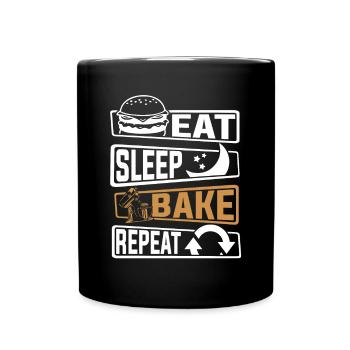 Eat Sleep Bake Repeat Hobby Baker Bakery - Full Colour Mug - black - Front