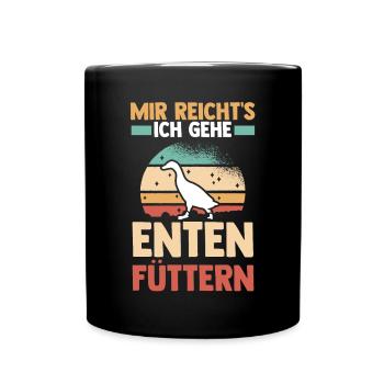 Entenliebhaber Tiermotiv Ente - Tasse einfarbig - Schwarz - Vorne