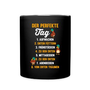 Entenliebhaber Tiermotiv Ente - Tasse einfarbig - Schwarz - Vorne