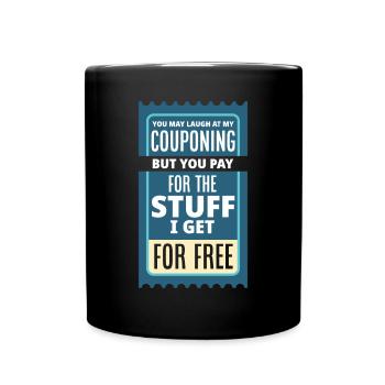 Lustiges Extrem Couponing Coupon Geschenk - Tasse einfarbig - Schwarz - Vorne