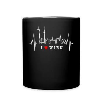 Vienna Skyline Heartbeat Austria Love Vienna - Full Colour Mug - black - Front