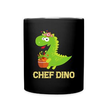 Chef Dino Kitchen Cook & Dinosaur Lover Dino Chef - Tasse einfarbig - Schwarz - Vorne