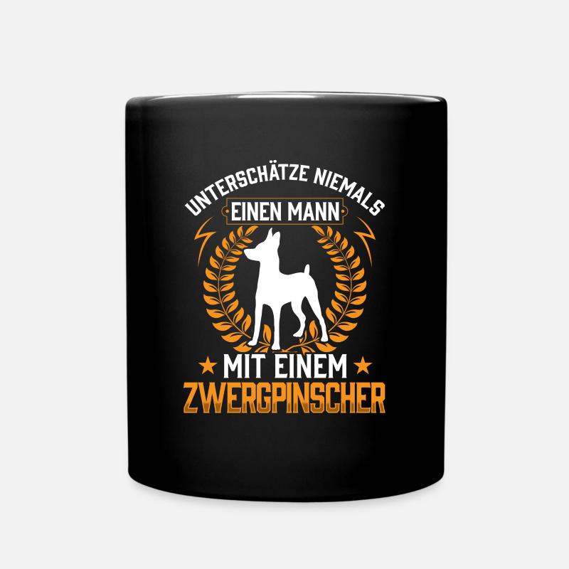 Mann mit Zwergpinscher Rehpinscher - Tasse einfarbig - Schwarz