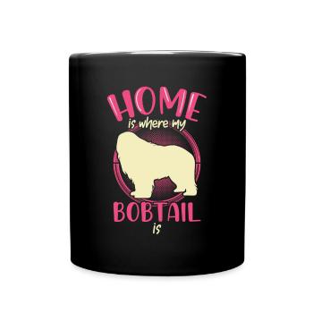 Bobtail is home Old English Shepherd - Full Colour Mug - black - Front