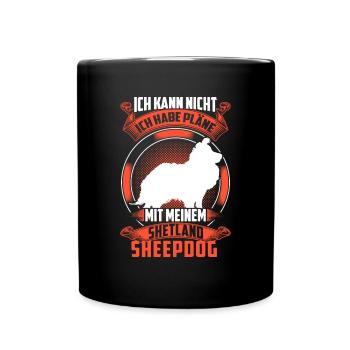Shetland Sheepdog kann nicht Sheltie - Tasse einfarbig - Schwarz - Vorne