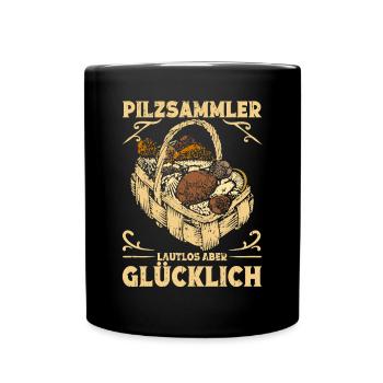 Mykologen Pilzsucher Zubehör Piljagd Pilzsammler - Tasse einfarbig - Schwarz - Vorne