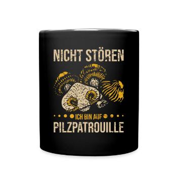 Pilze sammeln Pilzsucher Set Mykologe Pilzsammler - Tasse einfarbig - Schwarz - Vorne