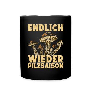 Pilzsammler Mykologe Pilze sammeln Pilzsucher - Tasse einfarbig - Schwarz - Vorne
