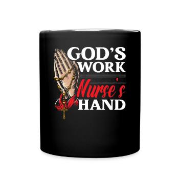 Christian Nurse RN Registered Nurse Christianity - Full Colour Mug - black - Front