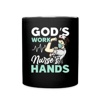 Christian Nurse RN Registered Nurse Christianity - Full Colour Mug - black - Front