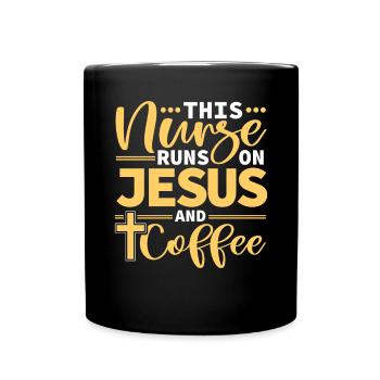 Christian Nurse RN Coffee Nursing Christianity - Full Colour Mug - black - Front