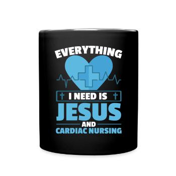 Christian Cardiac Nurse RN Nursing Christianity - Full Colour Mug - black - Front