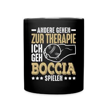Andere gehen zur Therapie ich geh Boccia Petanque - Tasse einfarbig - Schwarz - Vorne