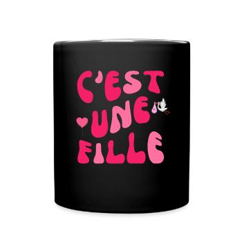 C'est une fille grossesse enceinte bébé - Mug uni - noir - Devant